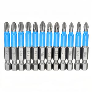 TEMU 12개 자석 필립스 스크루드라이버 비트 세트, 길이 50mm, 1/4인치 육각 샹크, 미끄럼 방지 필립스 헤드, 전기 필요 없음