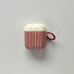 TEMU 스타일리시 레드 도트 패턴 보호 케이스, for AirPods 1, 2, 3, 4 Pro용 레드 링 포함 - 경량 플라스틱, 디자인, 안전한 보관|스타일리시 이어폰 케이스|내구성 있는 플라스틱 케이스