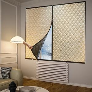 TEMU 지퍼형 방풍 UV차단 홈 인슐레이션 블랙엣지 보온커튼, 간편한 스티커식 무드릴 설치 클래식 스타일의 따뜻함