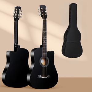 TEMU 프로페셔널 필수 38인치 어쿠스틱 기타, 매트 마감, 기그백 포함, 남녀 초보자 친화적 연습용 기타 선물, 포크 우드 기타 스타터 선물, 초보자부터 전문가까지 적합, 필수 여행용 악기