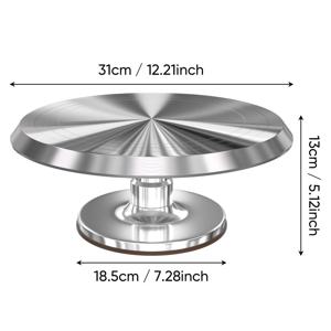 TEMU 12인치 디저트 진열대, 미끄럼 방지 회전 받침대가 있는 알루미늄 재질 - 생일 및 홈 베이킹에 이상적인 베이킹, 크리스마스 및 휴일 선물로 좋습니다.