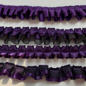 TEMU 드레스, 스커트 및 의류용 4개 세트 보라색 레이스 트림 리본 - 다양한 사이즈와 재료의 플리티드 러플 패브릭 리본, 공예, 꽃 포장 및 할로윈 액세서리