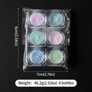 TEMU 6개 세트 무지개 캔디 네일 글리터 세트 - 홀로그래픽 무지개 슈가 효과 네일 시퀸 - DIY 매니큐어 장식용 Y2K 인어 홀로그래픽 네일 시퀴, 플라스틱 소재, 혼합 색상, 네일 아트 용품|Y2K 스타일|홀로그래픽 효과, 네일 아트 장식