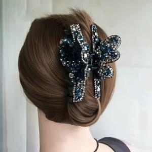 TEMU 1개 고급스러운 라인석 헤어클립, 뒷머리용 플레이트 하우스핏 대형 다크빌 탑핑뱅 클립 - 액세서리, 포멀한 헤어피스, 화려한 장식품, 내구성 있는 금속제작, 튼튼한 디자인, 패션을 사랑하는 여성들과 신부를 위한 아이템