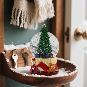 TEMU 매직 볼 장식 - 레진 크리스마스 트리, 성가족 & 눈사람 피규어와 감싼 동화 속 이야기, 다양한 휴일 장식용 (크리스마스, 발렌타인데이, 추수감사절) - 아늑한 휴일 추억을 담은 향수적 콜렉터블 /사무실용/