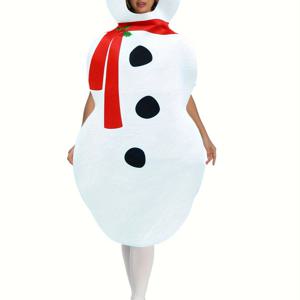 TEMU 크리스마스 코스튬 무대 공연 의상, 크리스마스 트리와 눈사람 디지털 프린트, 재미있는 코스프레 파티에 완벽함|코스프레