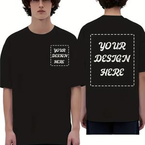 TEMU 남성용 맞춤형 블랙 캐주얼 티셔츠 - 개인화 텍스트 영역, 통기성 폴리에스터 소재, 라운드넥 반팔 스포츠 & 캐주얼 웨어, 세탁기 사용 가능, 내구성 및 쉬운 관리, 성인용 여름 필수품, 커스텀 티셔츠, 다목적 의류, 심플 스타일 셔츠, 편안한 핏, 일상복, 디자인, 가벼운 소재, 프린트 셔츠, 성인 의류