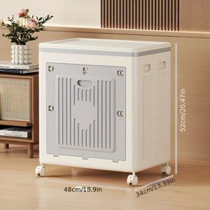 TEMU 업그레이드 두꺼운 접이식 쌓기 가능 대용량 바퀴 달린 옷 보관함, 플립탑 뚜껑 장난감 정리함, 침실 및 옷장용, 침대 밑 수납