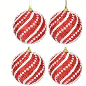 TEMU 4개 크리스마스 볼 장식, 3.15인치 플라스틱 행잉 장식품 ( 및 물방울 무늬), 크리스마스 트리, 결혼식, 파티 및 축제 홈 데코에 적합, 전원 불필요, 내구성, 플라스틱 OPP 포장
