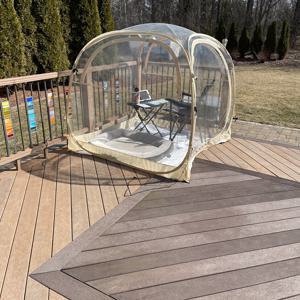 TEMU 팝업 버블 텐트 - 방풍, 비 및 추위 보호 기능이 있는 휴대용 캠핑 스크린 하우스, 사계절 야외 쉼터, 정원, 뒷마당, 테라스용 - 투명한 화이트, 연결 바닥으로 쉬운 설치, 지퍼 클로저, 휴일 및 야외 행사에 완벽, 캠핑 텐트, 정원 쉼터, 현대적인 텐트 디자인, 내구성 있는 텐트 소재, 자연 휴식 텐트, 캠핑 장비|텐트