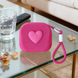 TEMU 1개 하트 디자인 실리콘 보관 가방, 사각 미니 메이크업 파우치, 립스틱 홀더, 동전 지갑, 키체인, 이어폰 케이스, 목걸이 정리함 – 다기능 휴대용 수납백|립스틱