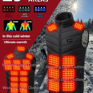 TEMU 남성용 전기 히팅 조끼, 겨울용 히팅 조끼, 4단계 제어 스위치, 3단계 온도 설정, 어깨 히팅, 등 히팅, 복부 히팅, 목 히팅, 추위 방지 조끼, 유럽 사이즈, 야외 레저, 야외 작업, 낚시용 추위 방지 의류, 스키용, 참고: 배터리 미포함
