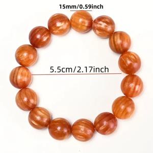 TEMU 천연 호박 수지/소나무 목재 구슬 팔찌 - 수제 진품 호박 목재 (소나무) - 행운의 부적 매력, 매끄러운 구형 구슬, 조절 가능한 핏 - 크리스마스, 생일 선물로 완벽 (희귀)