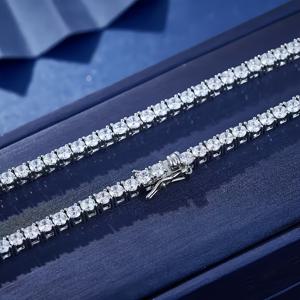 TEMU 18K 화이트 골드 도금 4프롱 4mm 큐빅 테니스 팔찌 - 여성 및 남성용 인터로킹 링크 체인, 6.5-8.5cm/26-33cm (6.5-8.5인치) 조절 가능, 결혼/기념일 선물