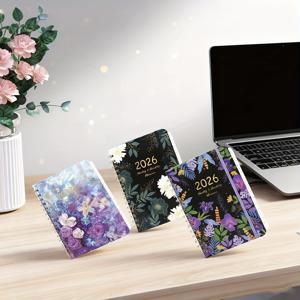 TEMU 1권 2026 플로럴 플래너 여성용 - A5 스파이럴 바인드 월간/주간 학업 다이어리, 꽃 커버, 플로리스트, 교사, 웨딩 플래너를 위한 선물 아이디어 (2026년 1월~12월)