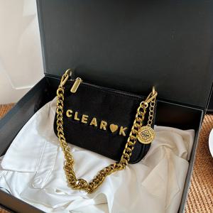 TEMU 여성용 럭셔리 골드톤 'CLEAROK' 레터링 핸드백 - 탈부착 가능한 스트랩 & 체인 링크 크로스바디/숄더 퍼스, 골드톤 하드웨어, 지퍼 클로저, 내구성 (블랙/카키/커피/다크 브라운) - 파티 및 일상 사용에 다용도