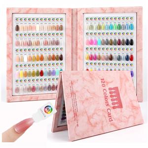 TEMU 120색 네일 컬러 차트 - 120색 스웨치가 포함된 자석 네일 젤 폴리쉬 정리함 디스플레이 카드 북, 네일 아트 살롱 네일 스웨치 스틱 카드 보드 페인팅, 네일 테크 용품|젤네일|매니큐어