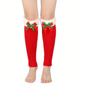 TEMU 1쌍 (또는 페어링용 2쌍) 여성용 크리스마스 테마 풀커버 타이츠 - 우아한 리본 & 축제 양말/순록 패턴, 겨울용 따뜻하고 통기성 좋은 습기 제거, 일상 및 파티용 - 일상 및 크리스마스 이벤트에 적합
