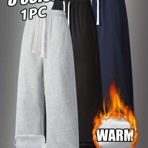 TEMU 남성용 업그레이드 라이닝 레그 조거 팬츠 (개별 판매, 3가지 색상 - ) - 신축성 허리밴드 + 사이드 포켓, 따뜻하고 편안한 소프트 플러시 라이닝, 겨울철 추위 방지. 캐주얼 아웃팅과 스트리트웨어 패션에 완벽