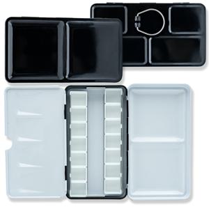 TEMU 외로운 손가락 메탈 수채화 페인트 팔레트 케이스 (반판 14개 & 접이식 혼합 트레이 포함) - 튼튼한 철제 구조, 휴대하기 좋은 컴팩트 디자인