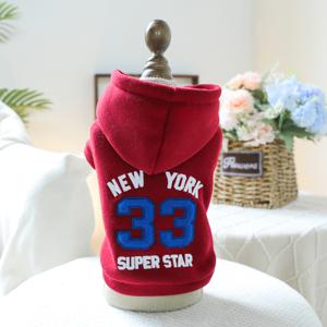 TEMU 버건디 넘버 & 레터 후드 스웨트셔츠 강아지와 고양이용 애완동물 옷, 가을 겨울용 두꺼운 보온 의류