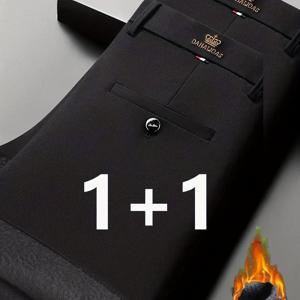TEMU 투팩 남성용 두꺼운 기모 안감 비즈니스 바지 - 신축성 좋고 편안하며 가을/겨울에 다용도로 적합, 통근 및 캐주얼 웨어에 완벽, 남성용 캐주얼 바지, 슬랙스, 남자 여름바지, 남성바지 여름, 바지 남성, 남자 바지 슬랙스, 남자 슬랙스