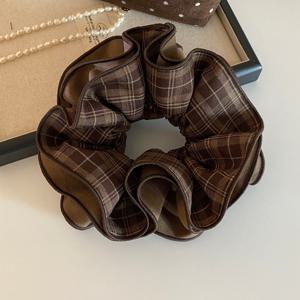 TEMU 1개 레트로 체크무늬 헤어 밴드 - 브라운 - 우아한 로우 포니테일 & 번 헤어 타이, 데일리 & 포멀 행사용 안정적인 고정력 - 튼튼한 헤어, 포멀 행사 헤어피스, 클래식 헤어피스, 안정적인 고정력 헤어피스