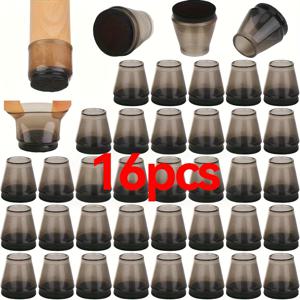 TEMU 의자 다리용 실리콘 보호대 16개 세트입니다. 펠트 미끄럼 방지 캡과 광택 있는 메탈 룩이 특징입니다. 내구성이 뛰어나고 스크래치 방지 기능이 있는 이 커버는 나무 바닥에 적합하며 설치가 용이합니다.