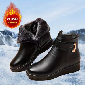 TEMU 여성용 겨울 스노우 부츠 - 따뜻한 갑피 & 고무 밑창, 라운드 토우 로우컷 올테레인 트랙션 - 하이킹, 출퇴근, 쇼핑용 추운 날씨 야외 부츠 (솔리드 컬러)|여성운동화