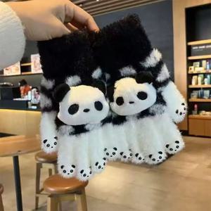 TEMU 귀여운 판다 곰 겨울 장갑 - 두꺼운 터치스크린 장갑, 퍼지 손목 & 핑키 핑거 팁, 스마트폰, 눈, 야외 활동용 - 추운 날씨 손난로 (핑크/멀티컬러) - 크리스마스 생일 선물