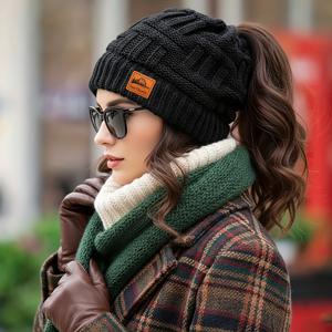 TEMU 여성용 헤어 마이그레일 모자 - 브림 없는 오픈탑 겨울용 탄력 있는 포니테일/테일 모자, 경량 따뜻한 승마 활동 및 캐주얼 의상용 모자 (손세탁 가능)