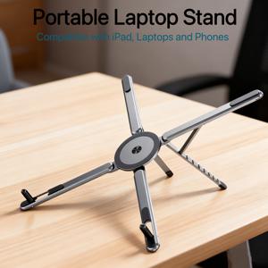 TEMU 1개 3-in-1 접이식 높이 조절 마그네틱 스탠드, 휴대폰, 태블릿, 노트북 및 컴퓨터에 적합, iPhone/Type-C 커넥터와 호환, 8단계 높이 조절 설정 제공, 휴대용 데스크탑 홀더, 노트북 데스크|태블릿PC|컴퓨터책상