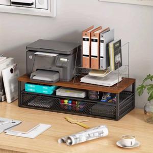 TEMU 1개 튼튼한 철제 컴퓨터 책상 스탠드 (수납 서랍 & 모니터 홀더 포함) - 높이 조절 가능, 공간 절약형 디자인 (홈 오피스, 게이밍, 홈 오피스 셋업용), 가정용 컴퓨터 책상|컴퓨터책상|모니터받침대