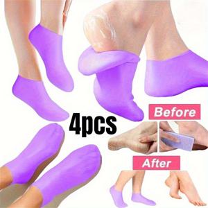 TEMU 4개 여성용 실리콘 발 커버 | 균열 방지 발목 관리, 건조하고 갈라진 발꿈치에 적합, 이상적인 어버이날 선물, 미용 및 건강에 적합, 패셔너블한 신발 액세서리 | 보습 실리콘 신발 발목 관리