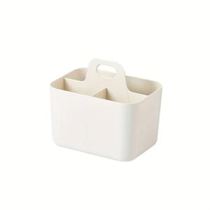 TEMU 1개 휴대용 플라스틱 보관 바구니 핸들 포함 - 가벼운 데스크탑 정리함, 학교 & 사무실용, 귀여운 화이트/핑크 데스크 트레이, 연필, 마커, 문구류 보관 - 내구성 플라스틱, 백투스쿨 필수품, 완벽한 휴가 선물