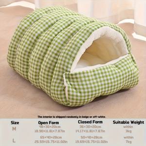 TEMU 겨울용 따뜻한 고양이 침대, 대형 분리형 - 부드럽고 통기성 좋은 폴리에스터 소재, 성묘 1마리 또는 새끼고양이 2마리용 슬리핑 네스트