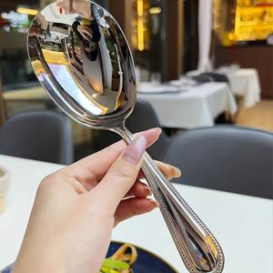 TEMU 대형 스테인리스 스틸 서빙 스푼 - 얼음, 수프, 죽에 적합 - 내구성 강한 위생 주방 & 식기 도구 - 뷔페, 케이터링, 레스토랑용 내구성 서빙 스푼