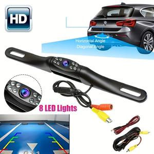 TEMU 자동차 금속 백업 카메라, 후방 플레이트 리버스 카메라 범용 픽업 트럭 및 SUV 완벽한 와이드 앵글 8LED 라이트 야간 시야