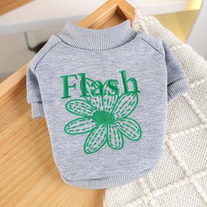 TEMU 고양이와 강아지 공용 애견 의류, 봄, 가을, 겨울용 편안한 풀오버 스웨트셔츠, 다이제이브 자수 패턴 및 라운드넥 디자인, 비숑프리즈, 폼페라니안, 푸들 등 소형견 품종에 적합.|강아지옷