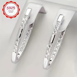 TEMU 925 실버 우아한 럭셔리 V자형 지르코니아 펜던트 귀걸이, 저자극성, 패셔너블 스타일, 발렌타인데이 선물, 고품질 데일리 바캉스 파티, 여성용 우아한 귀걸이, 귀걸이, 귀걸이, 정교한 장인 정신