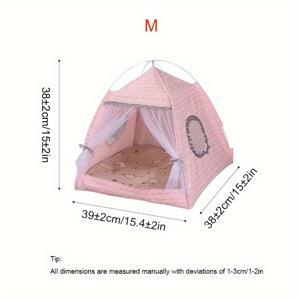 TEMU 1pc 반밀폐형 반려동물 플로럴 텐트, 귀여운 쿨링 반려동물 침대, 편안한 올 시즌 범용 고양이 둥지
