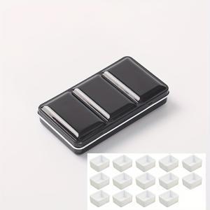 TEMU 접이식 디자인의 컴팩트 메탈 수채화 팔레트, 14개의 빈 하프 팬 포함 - 아크릴 및 유화용, 소형 트레이 팔레트