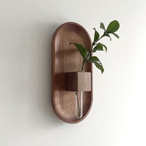 TEMU 빈티지 그린 식물 벽 장식, 원목 일러스트 꽃병, 고급 아트, 거실, 침실, 휴일 선물용으로 적합, 식물 미포함, 흔적 없는 매직 테이프 사용, 벽에 흔적 없음.