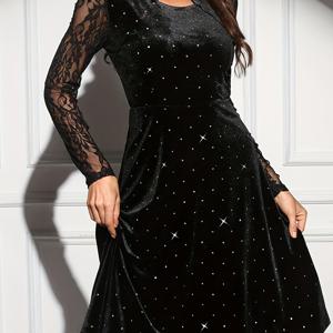 TEMU 여성용 블랙 바디콘 드레스