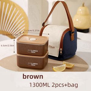 TEMU 1-4개 스테인리스 스틸 도시락통 + 보온 가방, 대용량 밀폐 벤토 박스, 직장인용 사각 식품 보관 용기, 야외 캠핑용