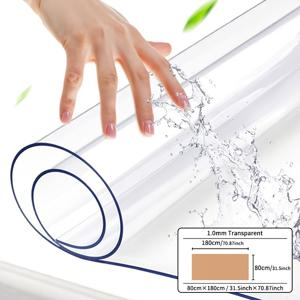 TEMU 테이블 표면 보호 필름, 1.0mm 두께 투명 PVC 테이블보, 내열성, 스크래치 방지, 테이블 커버.