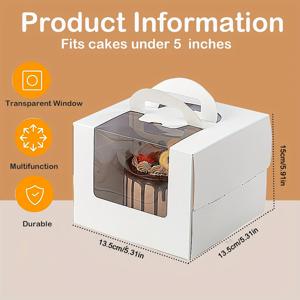 TEMU 6/12개 흰색 케이크 상자 (손잡이 & 케이크 보드 포함) - 생일, 크리스마스, 할로윈, 결혼식, 파티, 선물용 휴대용 플라스틱 용기 - 튼튼하고 냉동고에 적합, 안전한 뚜껑이 있는 사각 디자인, 컵케이크 & 페이스트리, 케이크 장식 용품에 적합
