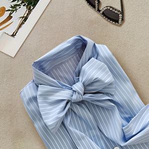 TEMU 유럽과 미국의 캐주얼 보우 타이 칼라 여성 셔츠