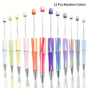 TEMU 12/18개 그라데이션 컬러 글리터 패션 펜 루스 팩 여성용 포커스 볼펜 리트랙터블 라운드 볼펜 DIY 작은 선물