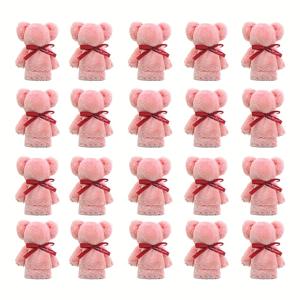 TEMU 20개의 플러시 코랄 플리스 곰 수건 - 결혼식, 생일 및 파티에 적합 | 부드럽고 흡수력이 뛰어난 선물 아이디어, 두꺼운, 사각형, 실용적, 귀여운 곰 수건, 높은 미적 가치와 실용성을 갖춘|수건